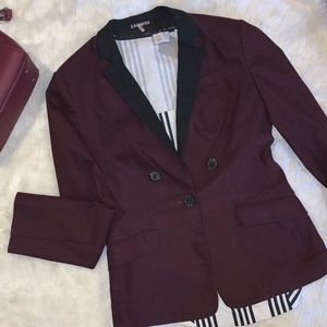 Express Burgundy One Button Blazer